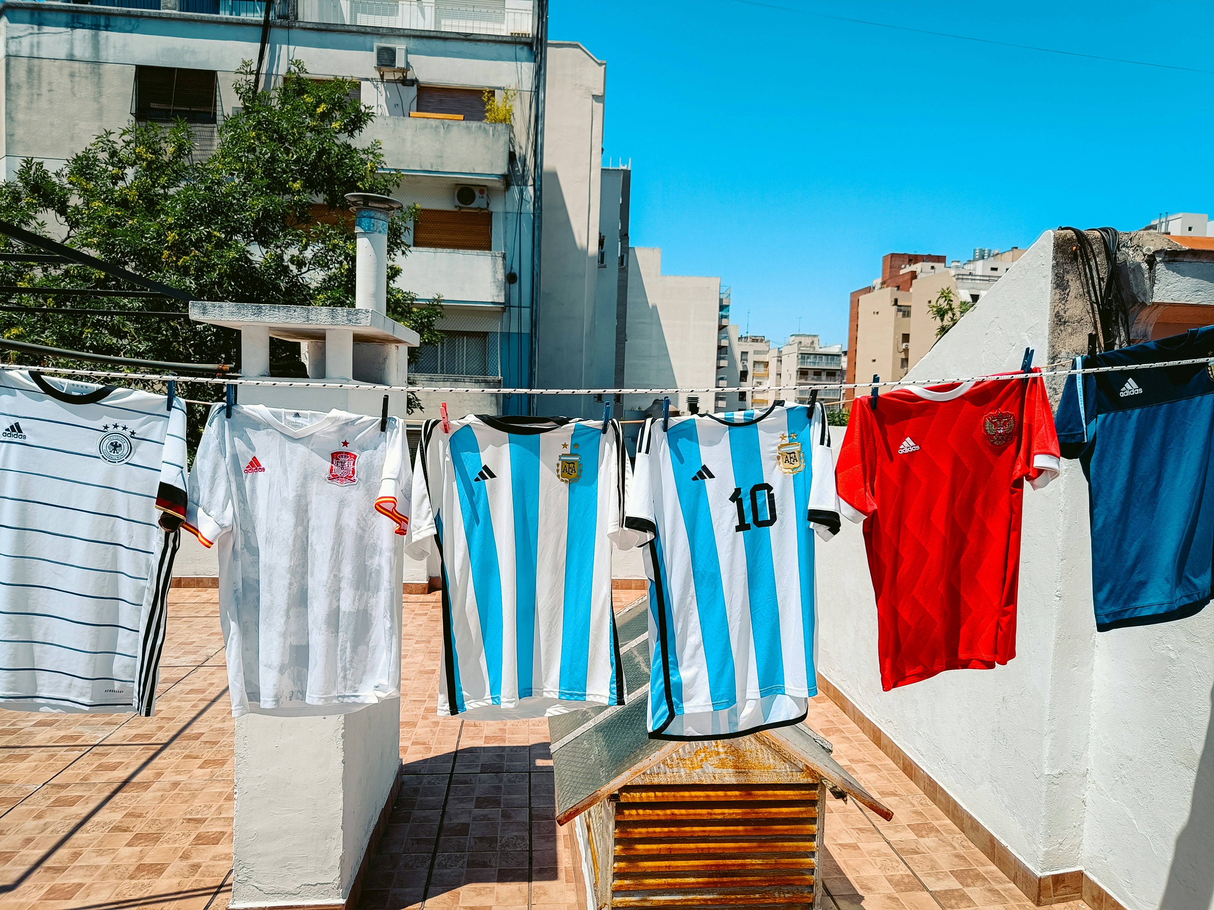 Jerseys from some countries participating in the World Cup. Pict by Cristian Tarzi